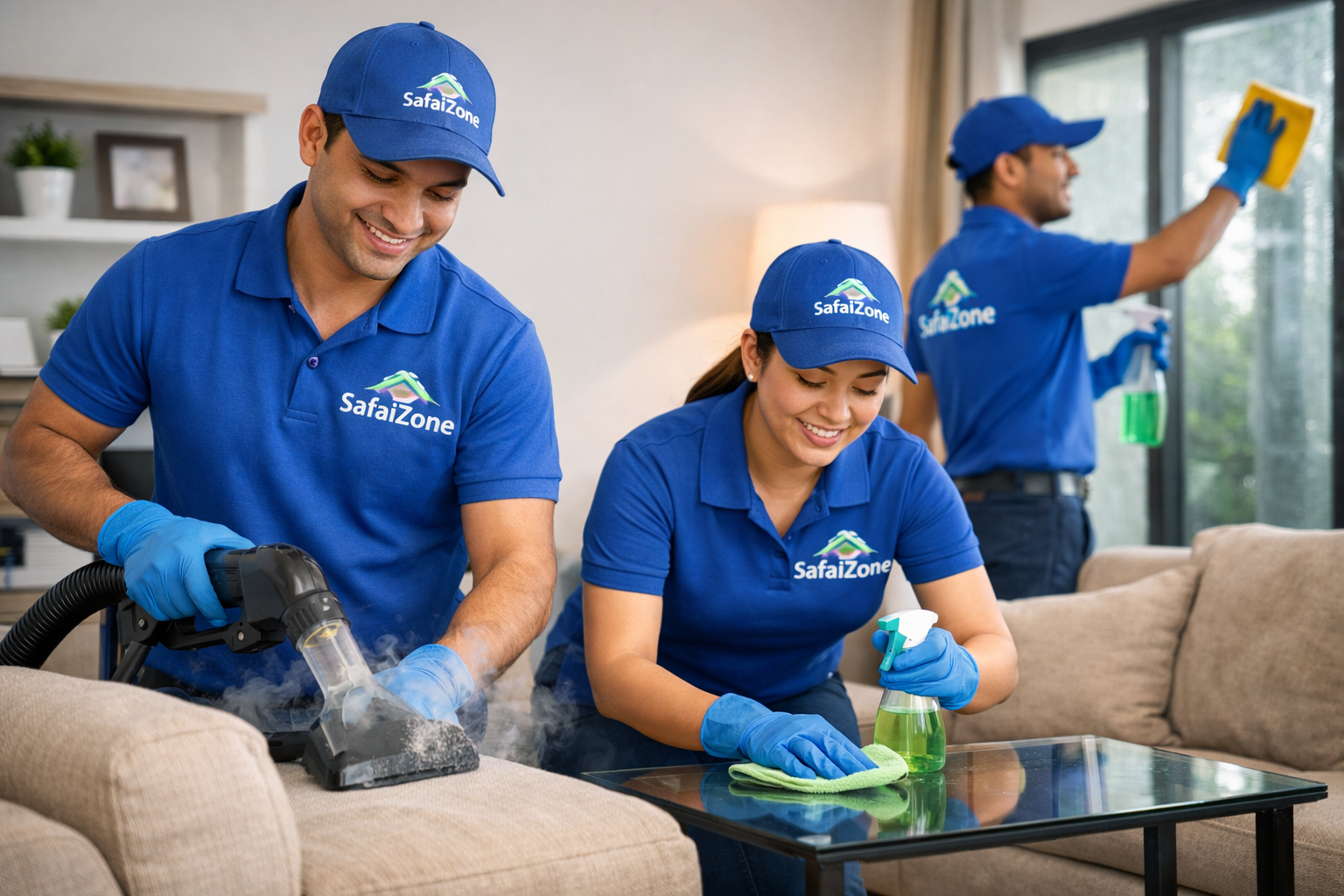 SafaiZone professional cleaning team working in home in Lucknow