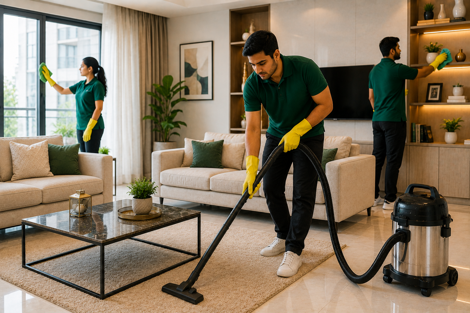 Living room professional cleaning service